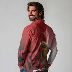 New Zealand Parrot Kaka Long Sleeve Polo Shirt Maori Koru With Pohutukawa Flowers - Aussie Hoodie
