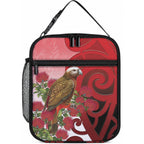 New Zealand Parrot Kaka Lunch Bag Maori Koru With Pohutukawa Flowers