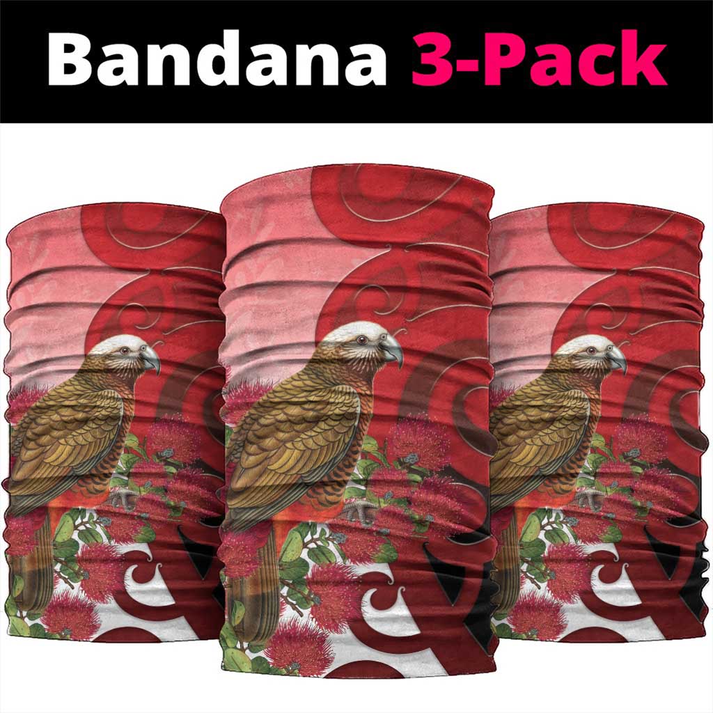 New Zealand Parrot Kaka Neck Gaiter Maori Koru With Pohutukawa Flowers - Aussie Hoodie