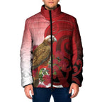 New Zealand Parrot Kaka Padded Jacket Maori Koru With Pohutukawa Flowers - Aussie Hoodie