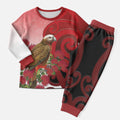 New Zealand Parrot Kaka Christmas Pajama Set Maori Koru With Pohutukawa Flowers