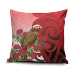 New Zealand Parrot Kaka Pillow Cover Maori Koru With Pohutukawa Flowers - Aussie Hoodie