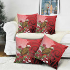New Zealand Parrot Kaka Pillow Cover Maori Koru With Pohutukawa Flowers - Aussie Hoodie