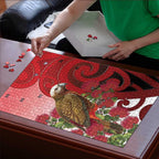 New Zealand Parrot Kaka Puzzle Maori Koru With Pohutukawa Flowers - Aussie Hoodie
