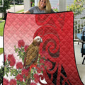 New Zealand Parrot Kaka Quilt Maori Koru With Pohutukawa Flowers - Aussie Hoodie