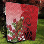 New Zealand Parrot Kaka Quilt Maori Koru With Pohutukawa Flowers - Aussie Hoodie