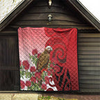 New Zealand Parrot Kaka Quilt Maori Koru With Pohutukawa Flowers - Aussie Hoodie