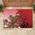 New Zealand Parrot Kaka Rubber Doormat Maori Koru With Pohutukawa Flowers - Aussie Hoodie