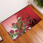 New Zealand Parrot Kaka Rubber Doormat Maori Koru With Pohutukawa Flowers - Aussie Hoodie