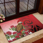 New Zealand Parrot Kaka Rubber Doormat Maori Koru With Pohutukawa Flowers - Aussie Hoodie