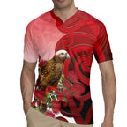 New Zealand Parrot Kaka Rugby Jersey Maori Koru With Pohutukawa Flowers - Aussie Hoodie