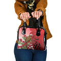 New Zealand Parrot Kaka Shoulder Handbag Maori Koru With Pohutukawa Flowers - Aussie Hoodie