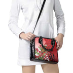 New Zealand Parrot Kaka Shoulder Handbag Maori Koru With Pohutukawa Flowers - Aussie Hoodie