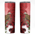 New Zealand Parrot Kaka Skinny Tumbler Maori Koru With Pohutukawa Flowers - Aussie Hoodie