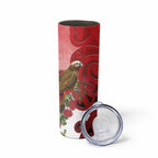 New Zealand Parrot Kaka Skinny Tumbler Maori Koru With Pohutukawa Flowers - Aussie Hoodie