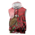 New Zealand Parrot Kaka Sleeveless Hoodie Maori Koru With Pohutukawa Flowers - Aussie Hoodie