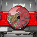New Zealand Parrot Kaka Spare Tire Cover Maori Koru With Pohutukawa Flowers - Aussie Hoodie