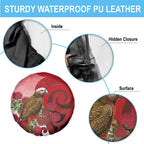New Zealand Parrot Kaka Spare Tire Cover Maori Koru With Pohutukawa Flowers - Aussie Hoodie