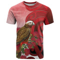 New Zealand Parrot Kaka T Shirt Maori Koru With Pohutukawa Flowers - Aussie Hoodie