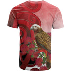New Zealand Parrot Kaka T Shirt Maori Koru With Pohutukawa Flowers - Aussie Hoodie