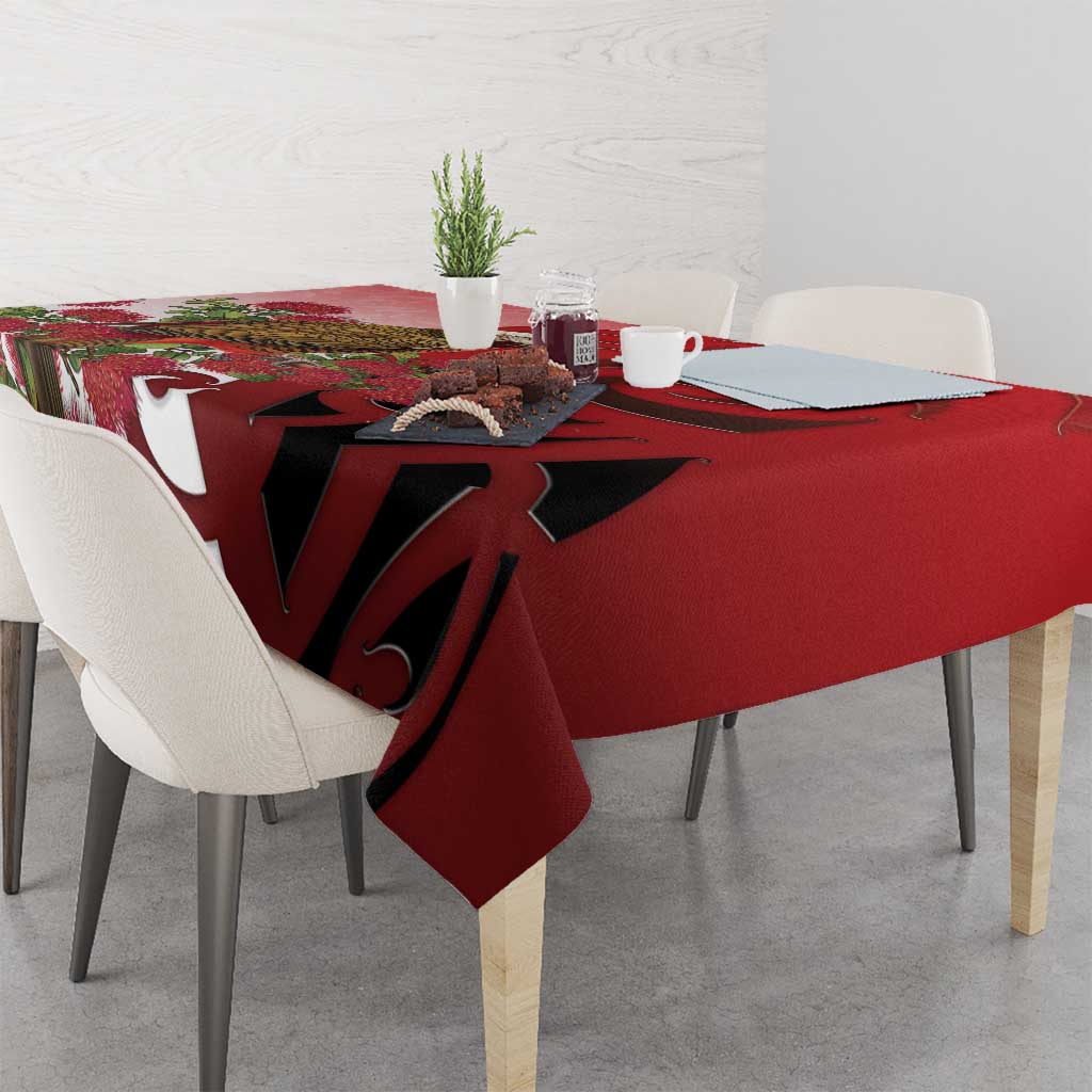 New Zealand Parrot Kaka Tablecloth Maori Koru With Pohutukawa Flowers - Aussie Hoodie