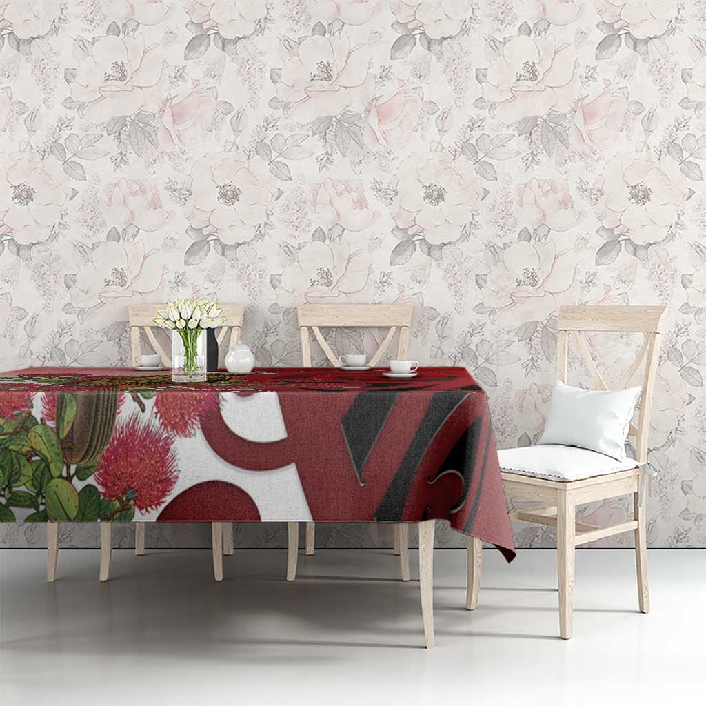 New Zealand Parrot Kaka Tablecloth Maori Koru With Pohutukawa Flowers - Aussie Hoodie