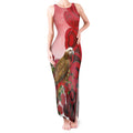 New Zealand Parrot Kaka Tank Maxi Dress Maori Koru With Pohutukawa Flowers - Aussie Hoodie