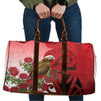 New Zealand Parrot Kaka Travel Bag Maori Koru With Pohutukawa Flowers - Aussie Hoodie
