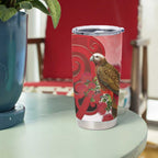 New Zealand Parrot Kaka Tumbler Cup Maori Koru With Pohutukawa Flowers - Aussie Hoodie
