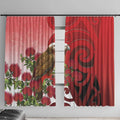 New Zealand Parrot Kaka Window Curtain Maori Koru With Pohutukawa Flowers - Aussie Hoodie