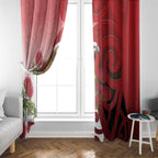 New Zealand Parrot Kaka Window Curtain Maori Koru With Pohutukawa Flowers - Aussie Hoodie