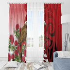 New Zealand Parrot Kaka Window Curtain Maori Koru With Pohutukawa Flowers - Aussie Hoodie