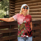 New Zealand Parrot Kaka Women Polo Shirt Maori Koru With Pohutukawa Flowers - Aussie Hoodie