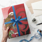 New Zealand Parrot Kaka Wrapping Paper Maori Koru With Pohutukawa Flowers