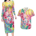 Australia Indigenous NAIDOC Week With Cockatoos Couples Matching Long Sleeve Bodycon Dress and Hawaiian Shirt
