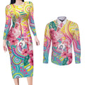 Australia Indigenous NAIDOC Week With Cockatoos Couples Matching Long Sleeve Bodycon Dress and Long Sleeve Button Shirt