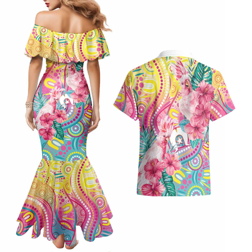 Australia Indigenous NAIDOC Week With Cockatoos Couples Matching Mermaid Dress and Hawaiian Shirt