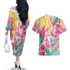 Australia Indigenous NAIDOC Week With Cockatoos Couples Matching Off The Shoulder Long Sleeve Dress and Hawaiian Shirt