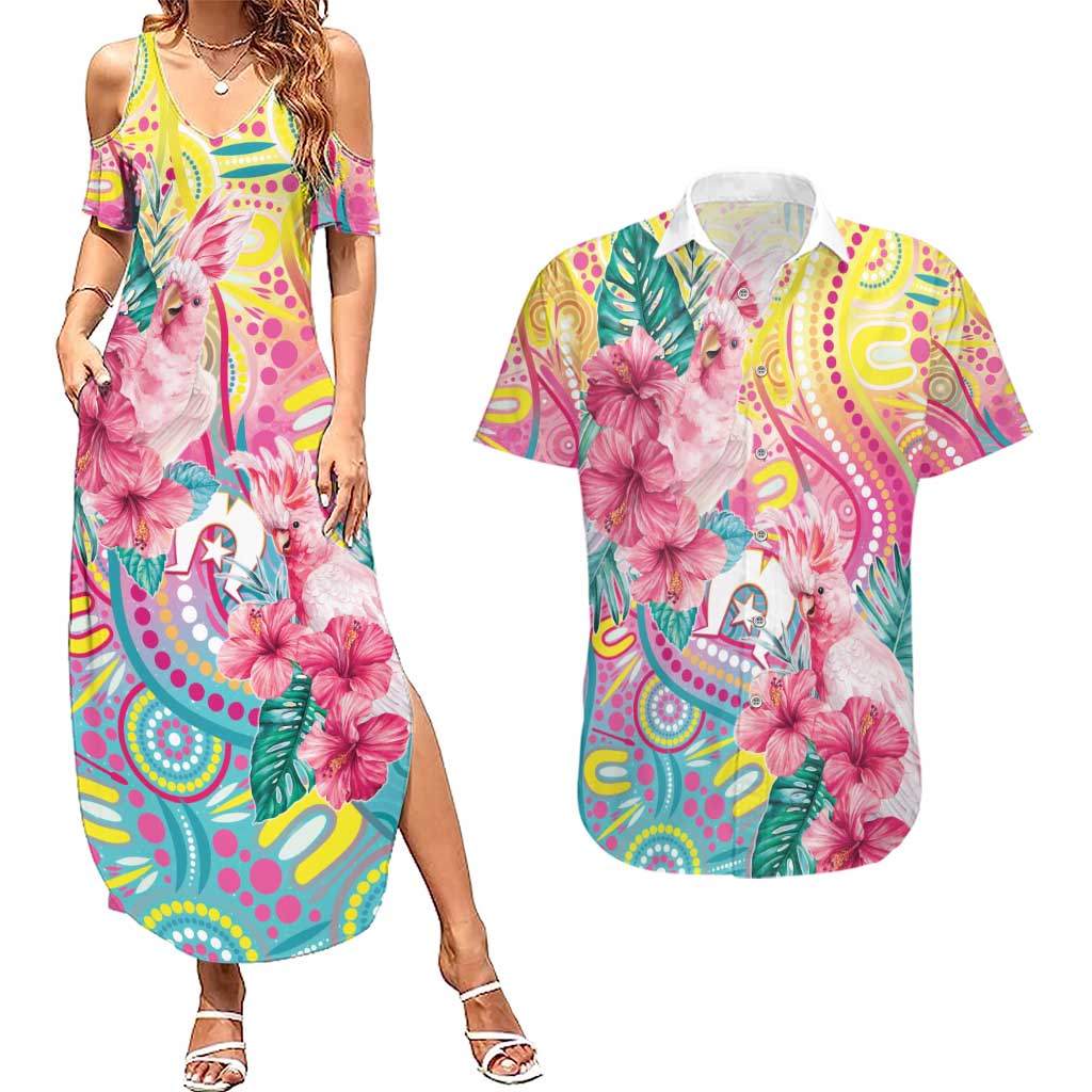 Australia Indigenous NAIDOC Week With Cockatoos Couples Matching Summer Maxi Dress and Hawaiian Shirt