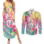 Australia Indigenous NAIDOC Week With Cockatoos Couples Matching Summer Maxi Dress and Long Sleeve Button Shirt
