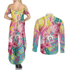 Australia Indigenous NAIDOC Week With Cockatoos Couples Matching Summer Maxi Dress and Long Sleeve Button Shirt