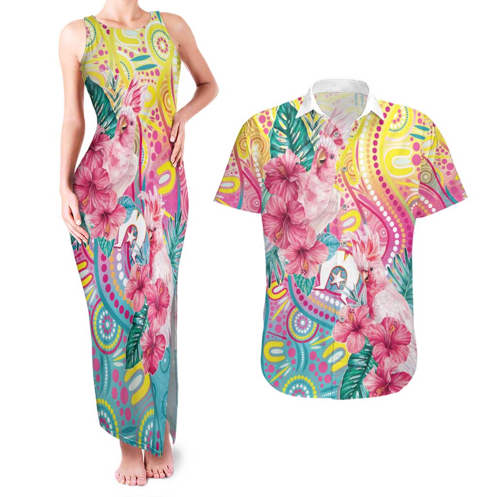 Australia Indigenous NAIDOC Week With Cockatoos Couples Matching Tank Maxi Dress and Hawaiian Shirt