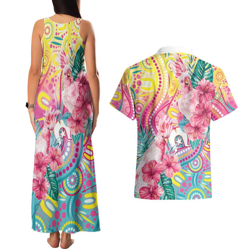 Australia Indigenous NAIDOC Week With Cockatoos Couples Matching Tank Maxi Dress and Hawaiian Shirt