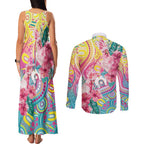 Australia Indigenous NAIDOC Week With Cockatoos Couples Matching Tank Maxi Dress and Long Sleeve Button Shirt