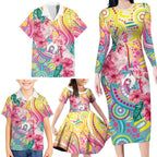 Australia Indigenous NAIDOC Week With Cockatoos Family Matching Long Sleeve Bodycon Dress and Hawaiian Shirt