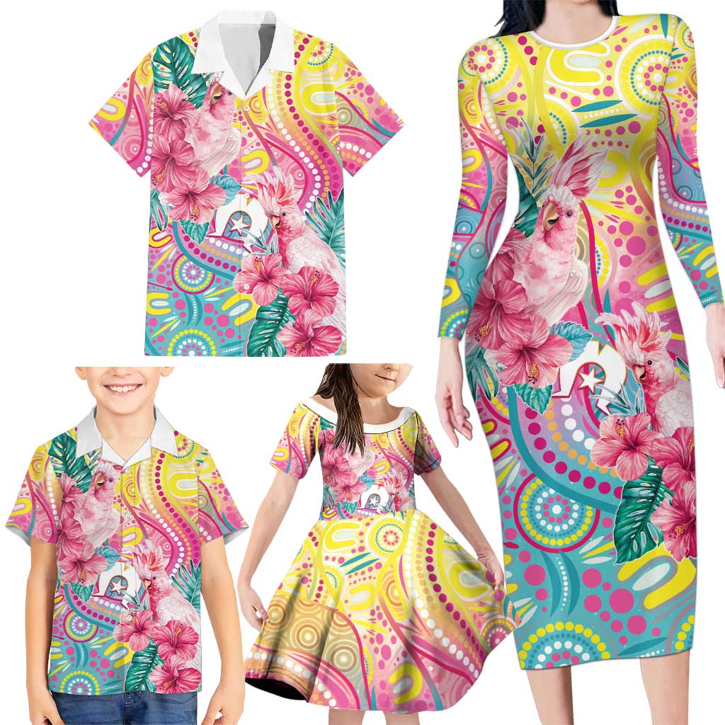 Australia Indigenous NAIDOC Week With Cockatoos Family Matching Long Sleeve Bodycon Dress and Hawaiian Shirt