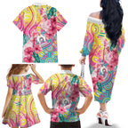 Australia Indigenous NAIDOC Week With Cockatoos Family Matching Off The Shoulder Long Sleeve Dress and Hawaiian Shirt