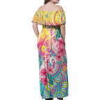 Australia Indigenous NAIDOC Week With Cockatoos Family Matching Off Shoulder Maxi Dress and Hawaiian Shirt