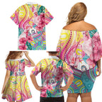 Australia Indigenous NAIDOC Week With Cockatoos Family Matching Off Shoulder Short Dress and Hawaiian Shirt
