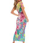 Australia Indigenous NAIDOC Week With Cockatoos Family Matching Short Sleeve Bodycon Dress and Hawaiian Shirt